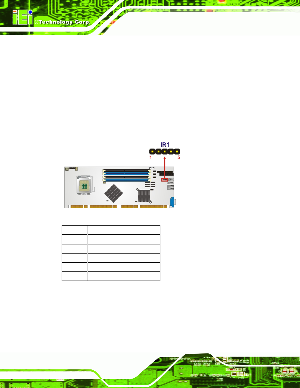 7 infrared interface connector, 8 keyboard/mouse connector, Figure 4-8: infrared connector location | Table 4-9: infrared connector pinouts | IEI Integration PCIE-Q350 v1.30 User Manual | Page 74 / 213