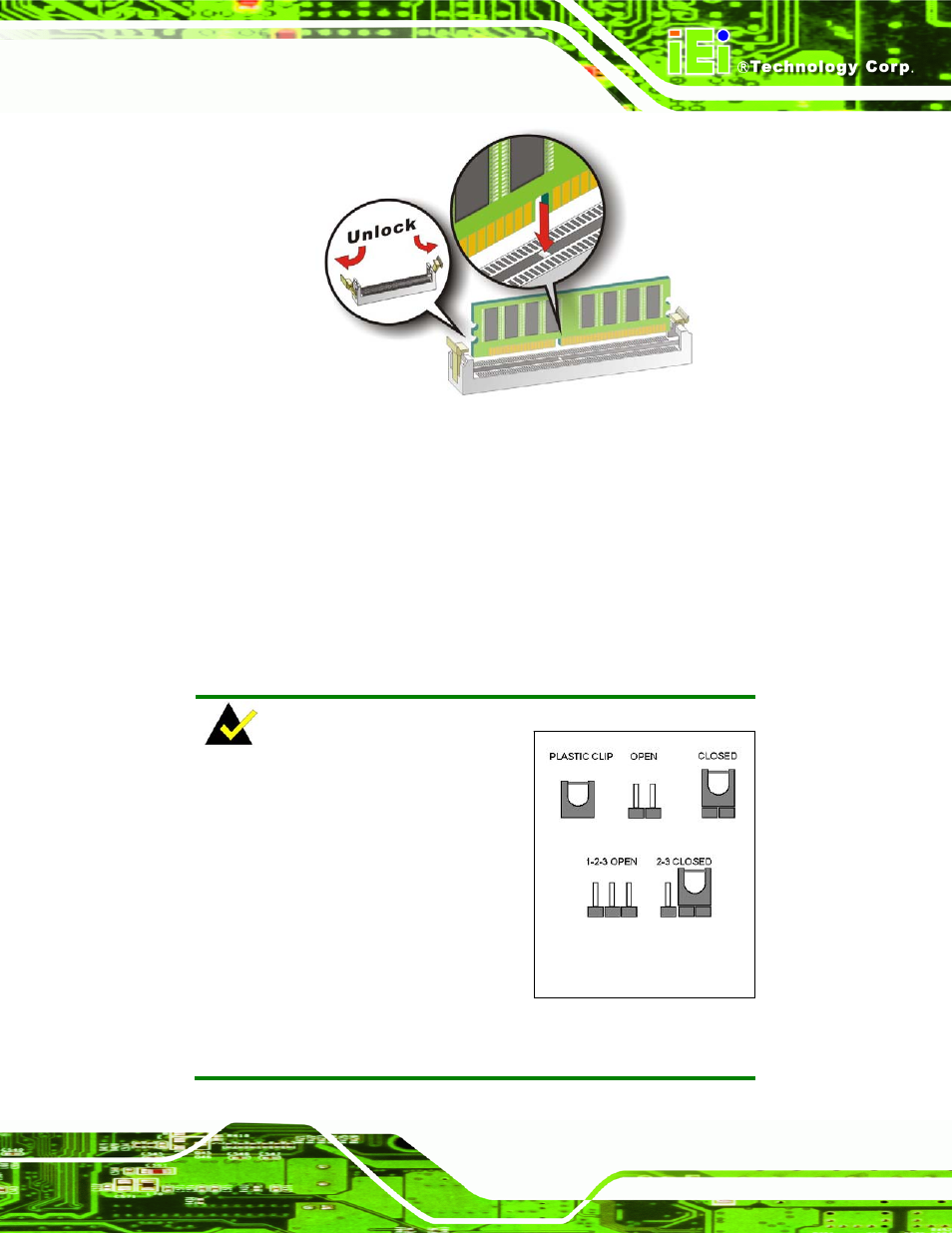 5 jumper settings, Umper, Ettings | Figure 5-8: installing a dimm, Figure 5-8 | IEI Integration PCIE-Q350 v1.30 User Manual | Page 97 / 213