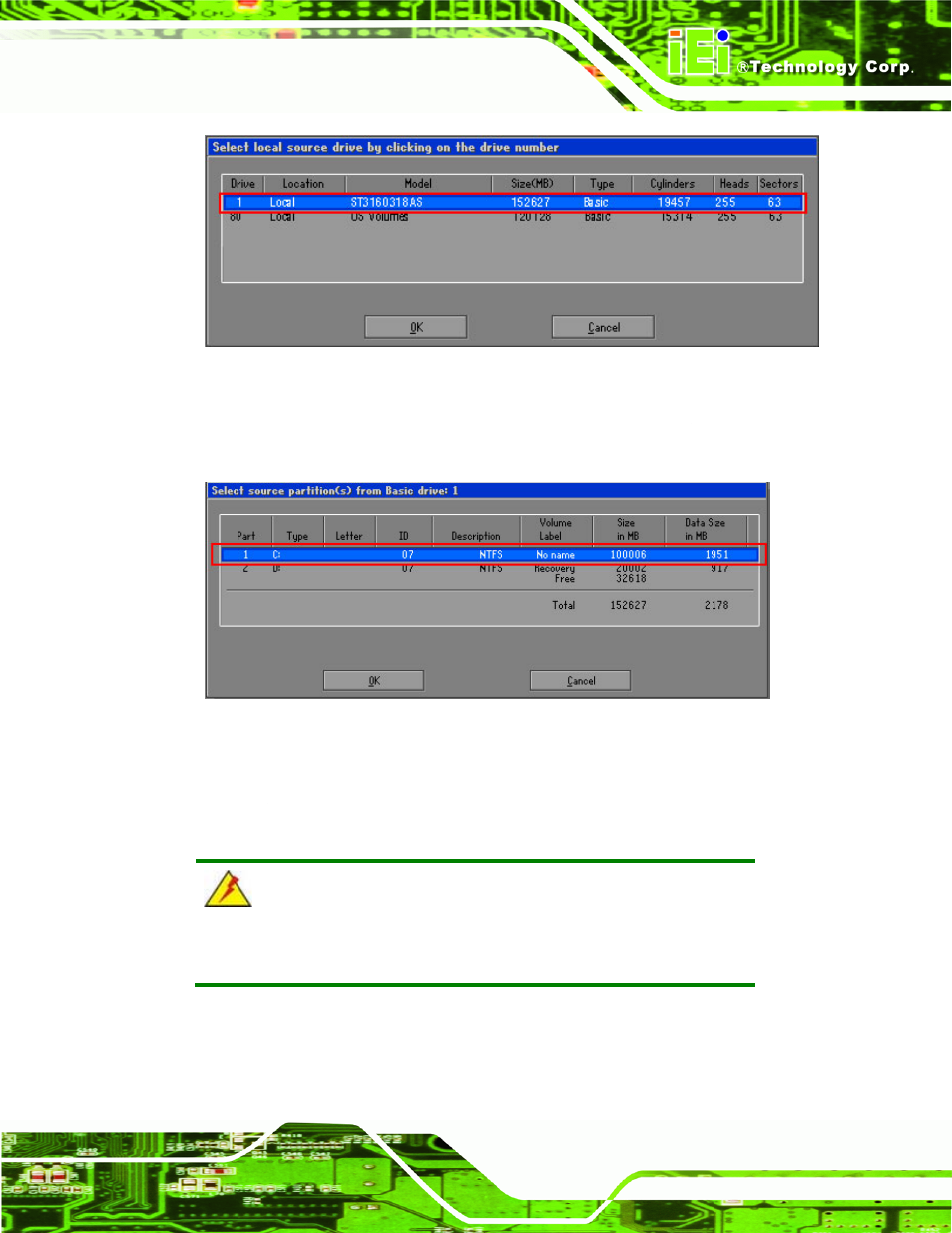 Figure c-14: select a local source drive | IEI Integration PCIE-Q57A User Manual | Page 133 / 159