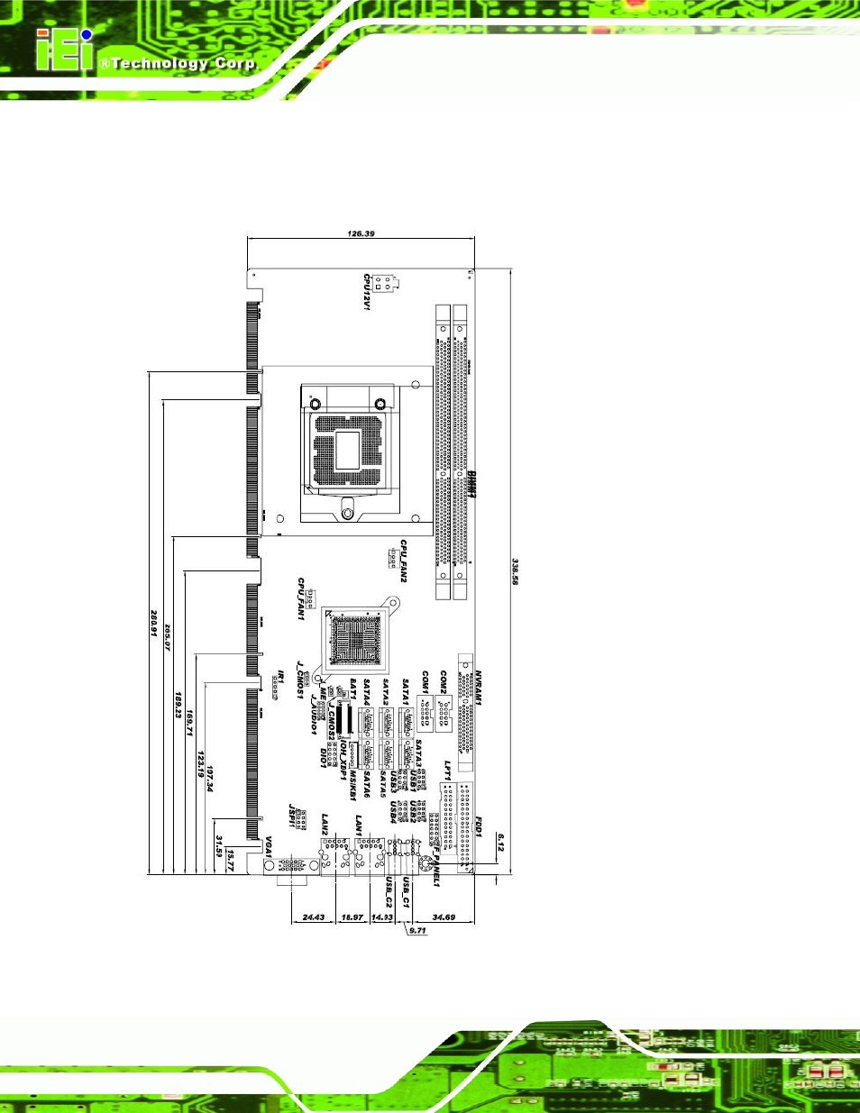 3 dimensions, Imensions, Figure 1-3: pcie-q57a dimensions (mm) | IEI Integration PCIE-Q57A User Manual | Page 16 / 159