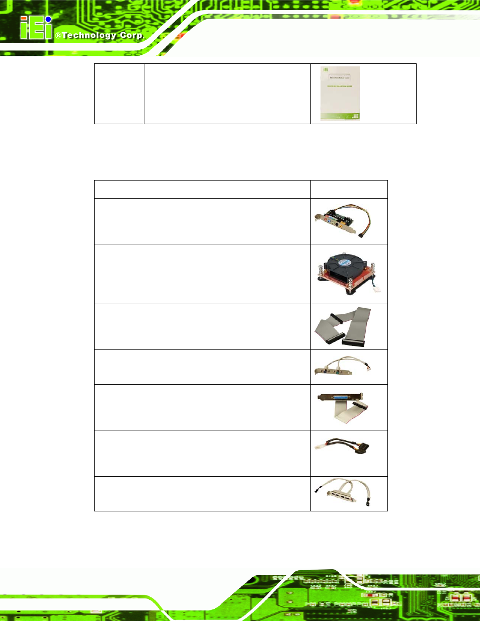 1 optional items | IEI Integration PCIE-Q57A User Manual | Page 24 / 159