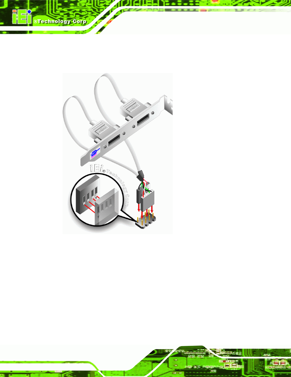 8 external peripheral interface connection, Xternal, Eripheral | Nterface, Onnection, Figure 4-12: dual usb cable connection | IEI Integration PCIE-Q57A User Manual | Page 60 / 159