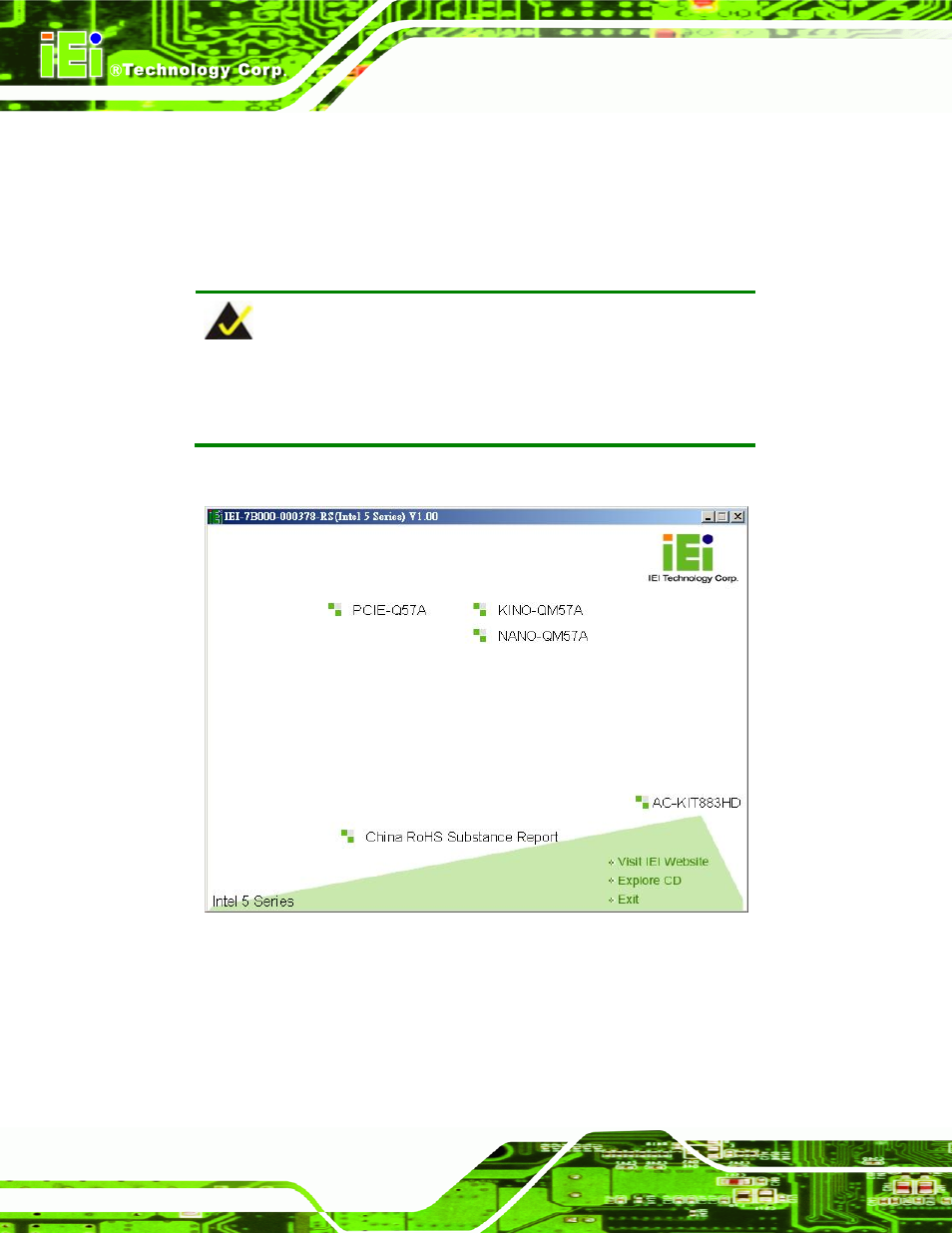 9 software installation, Oftware, Nstallation | Figure 4-16: introduction screen | IEI Integration PCIE-Q57A User Manual | Page 64 / 159