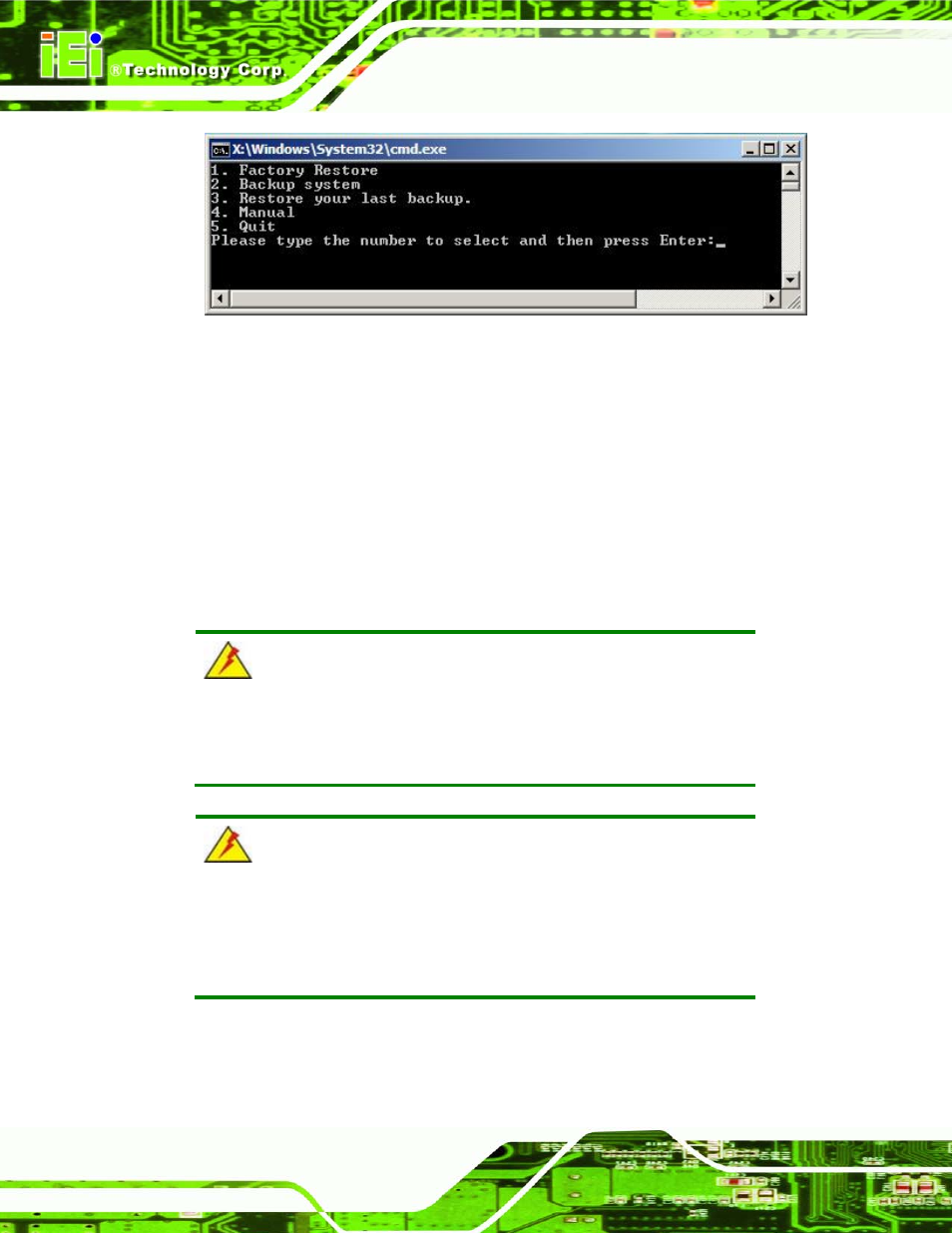 Figure b-23: recovery tool main menu | IEI Integration PCIE-G41A2 User Manual | Page 132 / 151