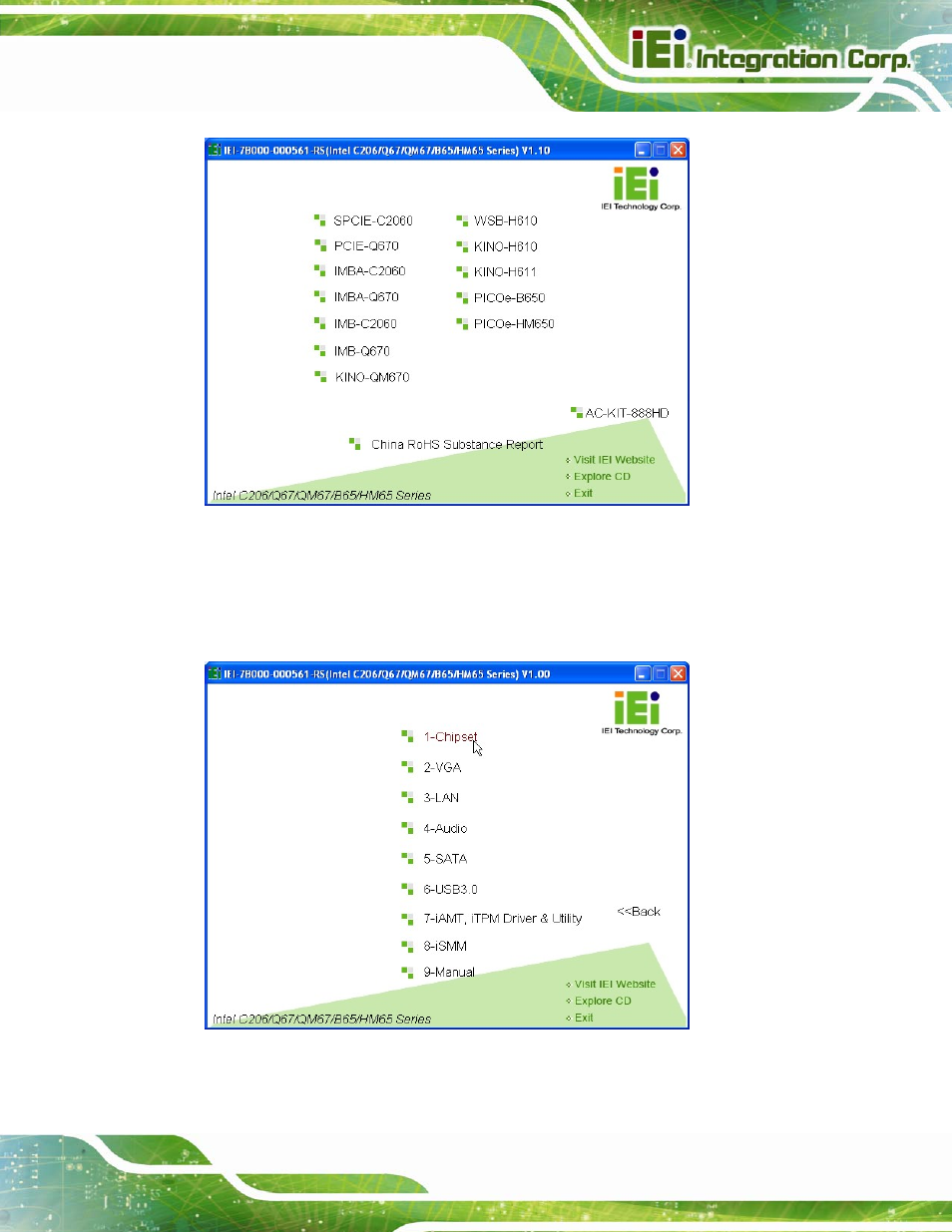 Figure 6-1: introduction screen, Figure 6-2: available drivers | IEI Integration PCIE-Q670 v1.03 User Manual | Page 120 / 206