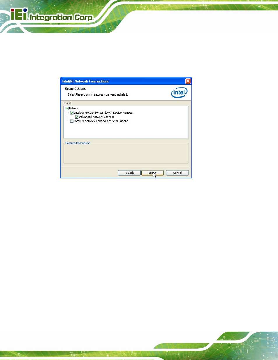 Figure 6-16: lan driver setup options | IEI Integration PCIE-Q670 v1.03 User Manual | Page 129 / 206