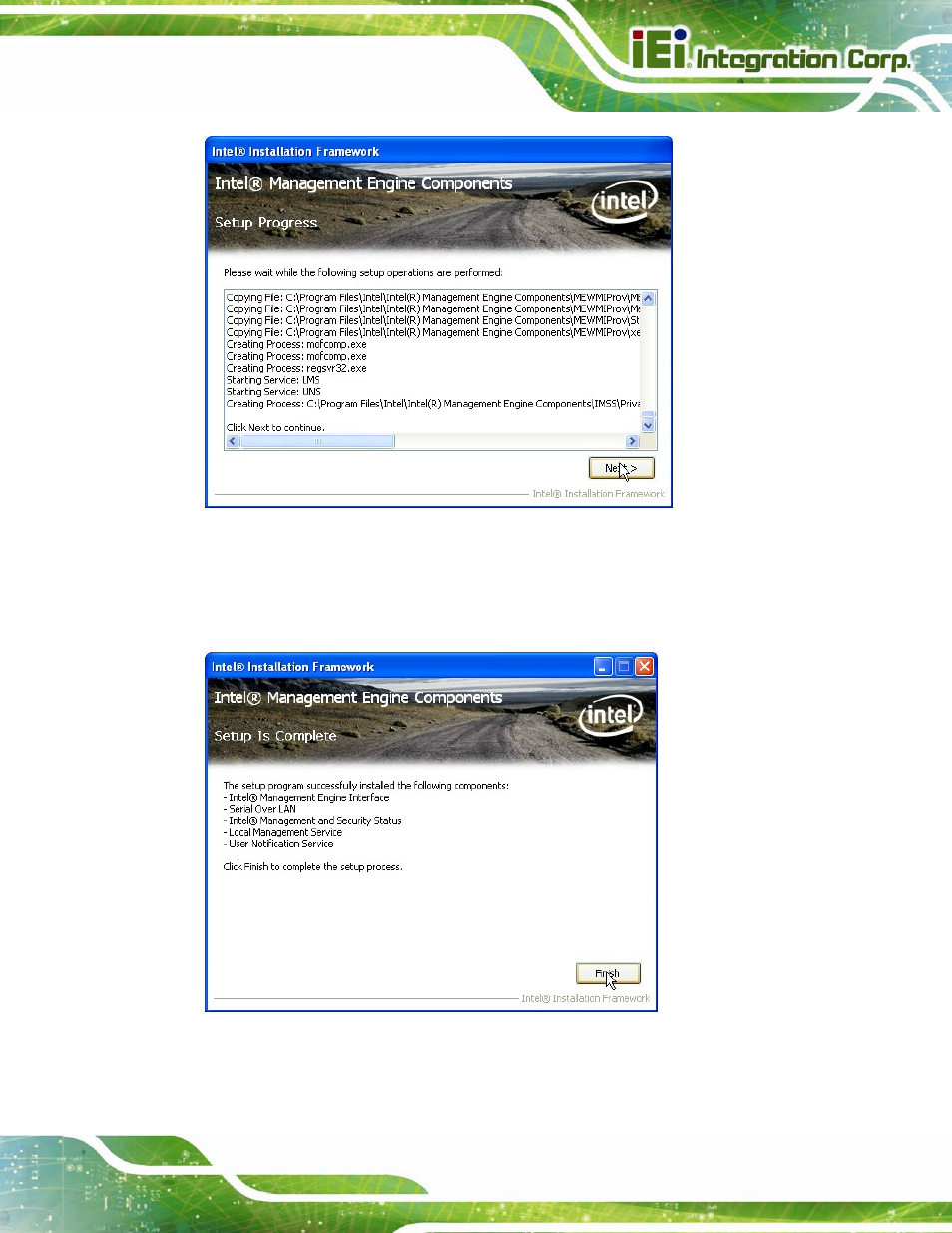 Figure 6-26: intel® me driver setup operations | IEI Integration PCIE-Q670 v1.03 User Manual | Page 136 / 206