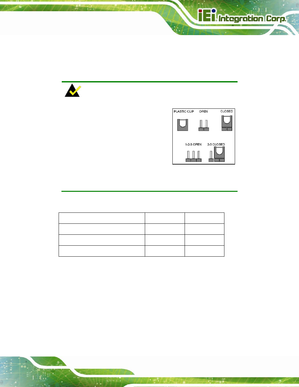 3 jumper settings, 1 at/atx power select jumper, Umper | Ettings, Table 4-1: jumpers | IEI Integration PCIE-Q670 v1.03 User Manual | Page 66 / 206