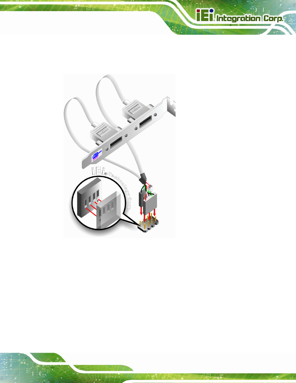 5 pcie mini card installation, Figure 4-14: dual usb cable connection | IEI Integration PCIE-Q670 v1.03 User Manual | Page 74 / 206