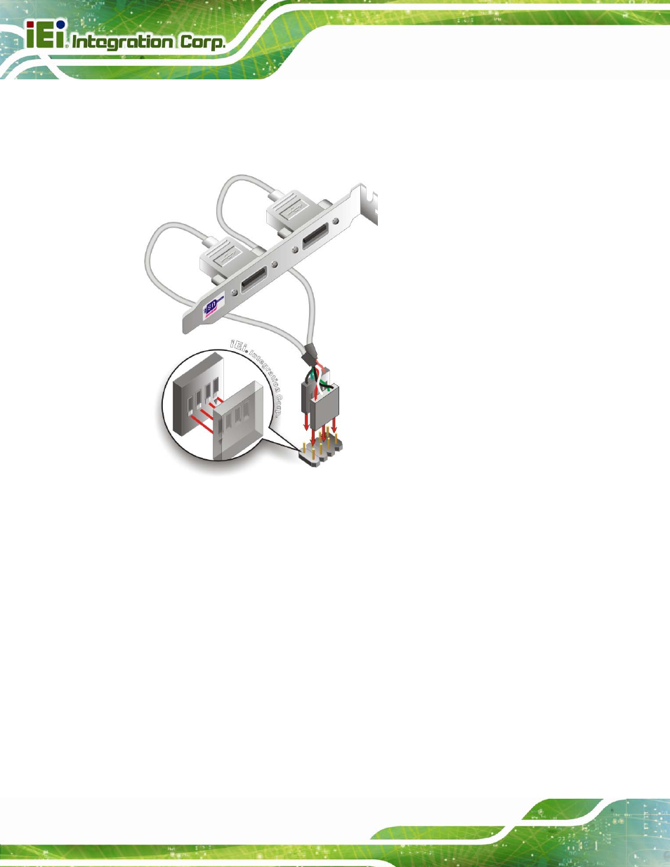 5 pcie mini card installation, Figure 4-14: dual usb cable connection | IEI Integration PCIE-Q670 v2.00 User Manual | Page 73 / 205