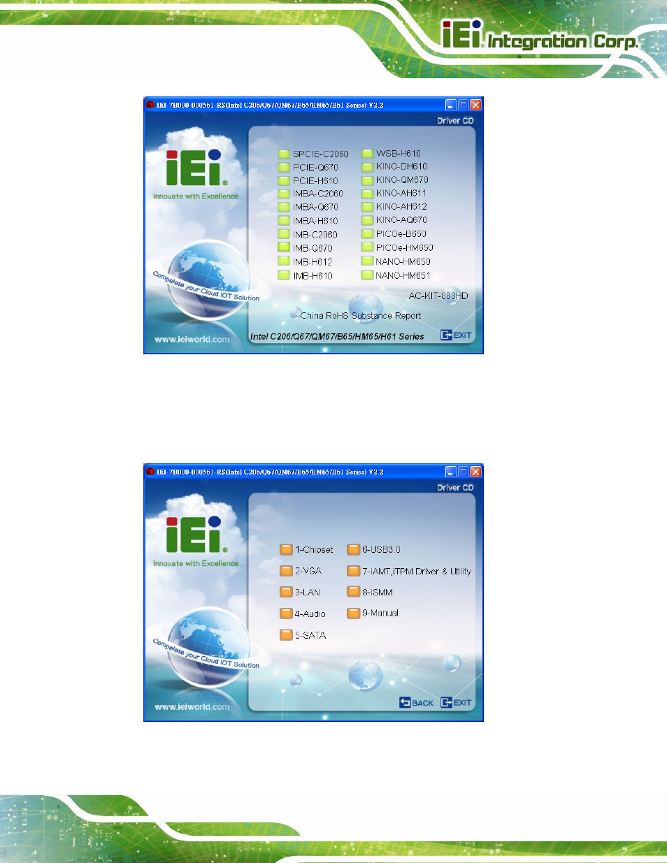 Figure 6-1: introduction screen, Figure 6-2: available drivers | IEI Integration PCIE-H610 User Manual | Page 112 / 181