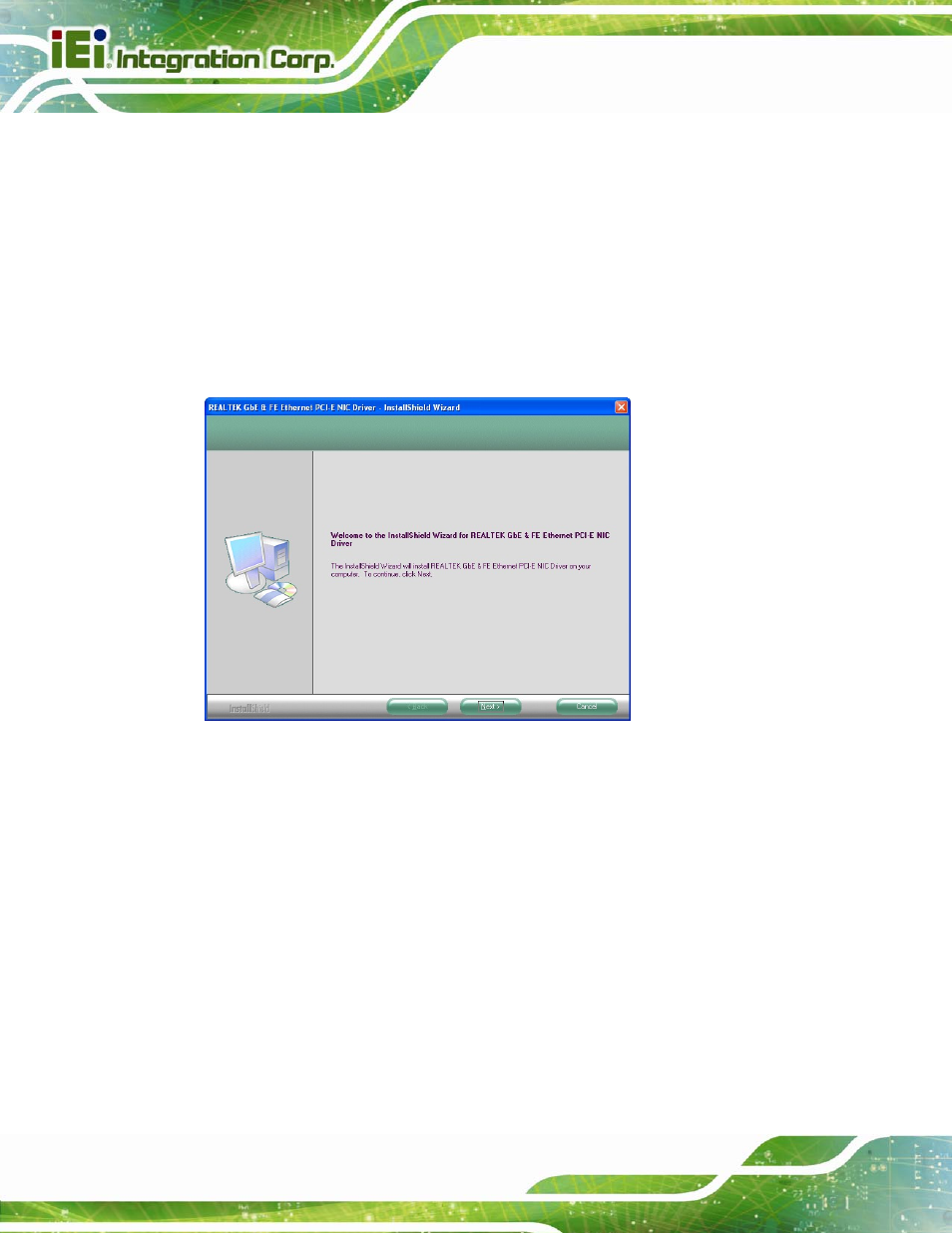 5 lan driver installation, River, Nstallation | Figure 6-13: lan driver welcome screen | IEI Integration PCIE-H610 User Manual | Page 119 / 181