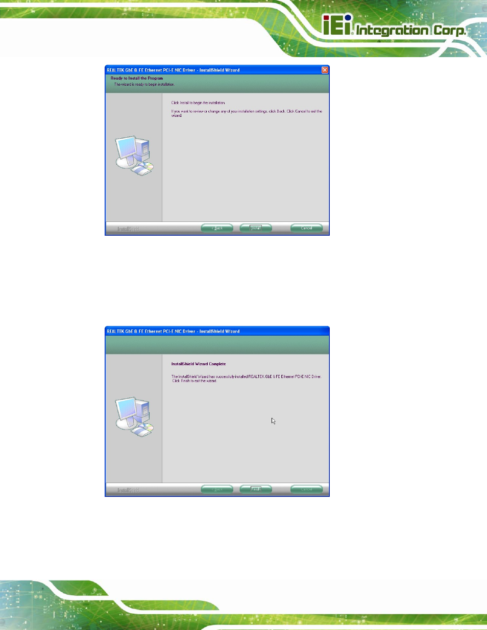 Figure 6-14: lan driver installation, Figure 6-15: lan driver installation complete | IEI Integration PCIE-H610 User Manual | Page 120 / 181