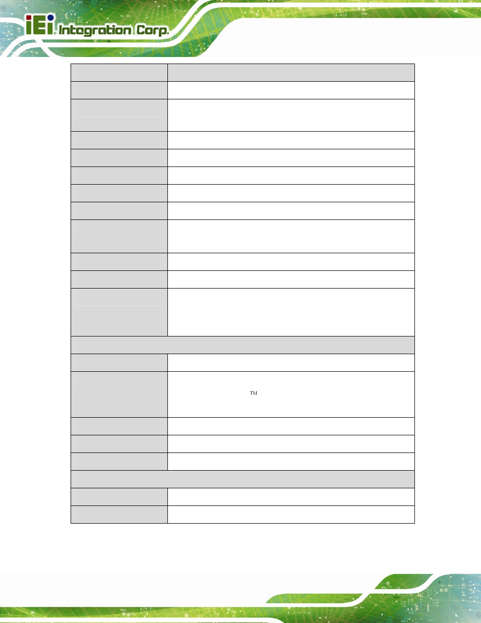 Table 1-2: pcie-h610 specifications | IEI Integration PCIE-H610 User Manual | Page 23 / 181