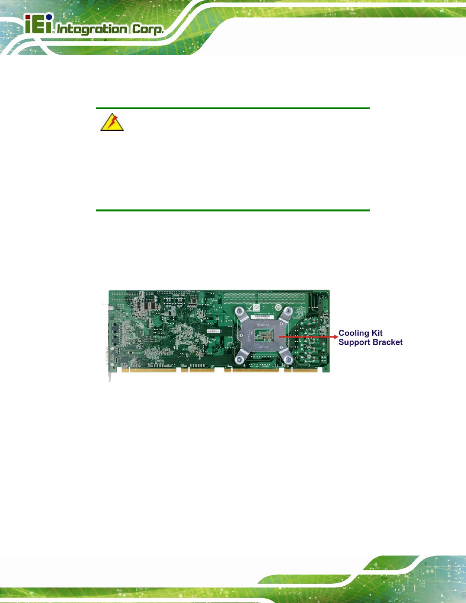 2 socket lga1155 cooling kit installation, Figure 4-5: cooling kit support bracket | IEI Integration PCIE-H610 User Manual | Page 59 / 181