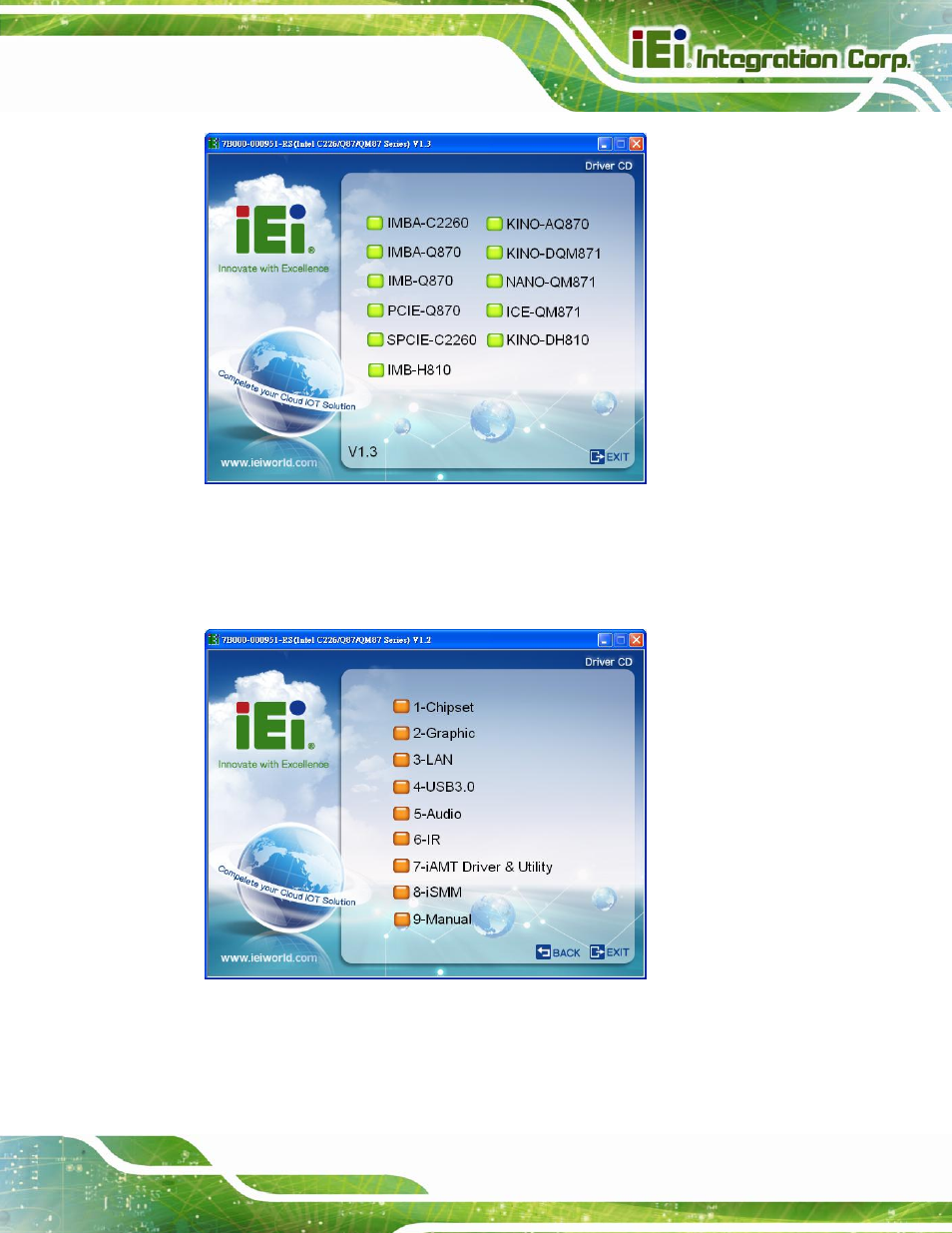 Figure 6-1: introduction screen, Figure 6-2: available drivers | IEI Integration PCIE-Q870-i2 User Manual | Page 134 / 217