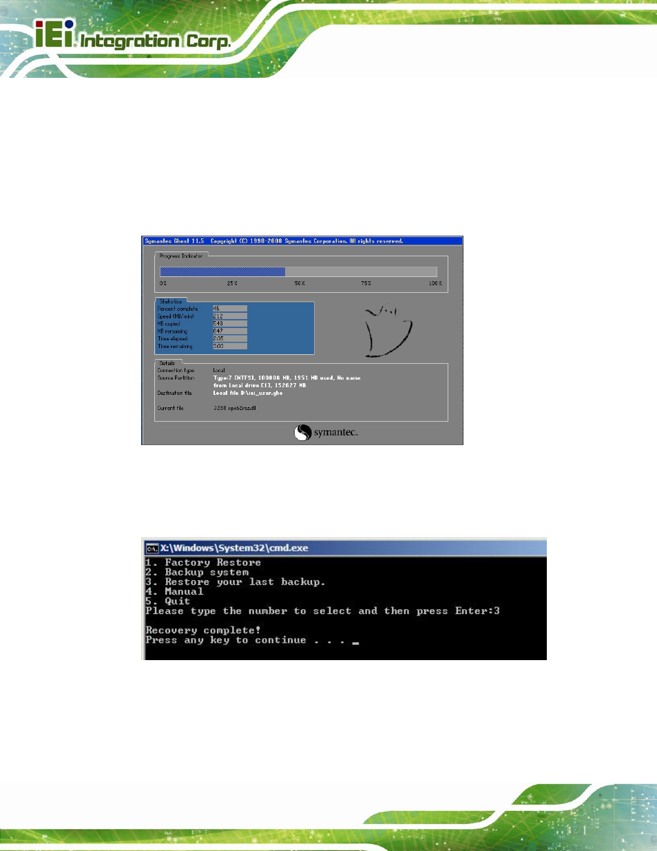 B.5.3 restore your last backup, Figure b-39: restore backup, Figure b-40: restore system backup complete window | IEI Integration PCIE-Q870-i2 User Manual | Page 187 / 217