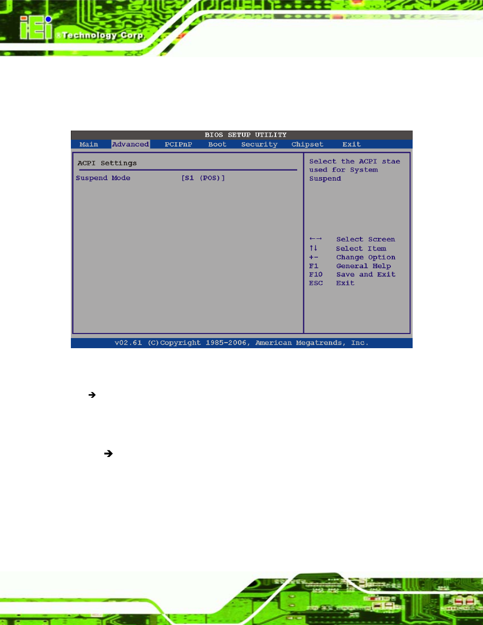 1 acpi configuration, Bios menu 10: acpi configuration | IEI Integration PCISA-945GSE v1.01 User Manual | Page 130 / 207