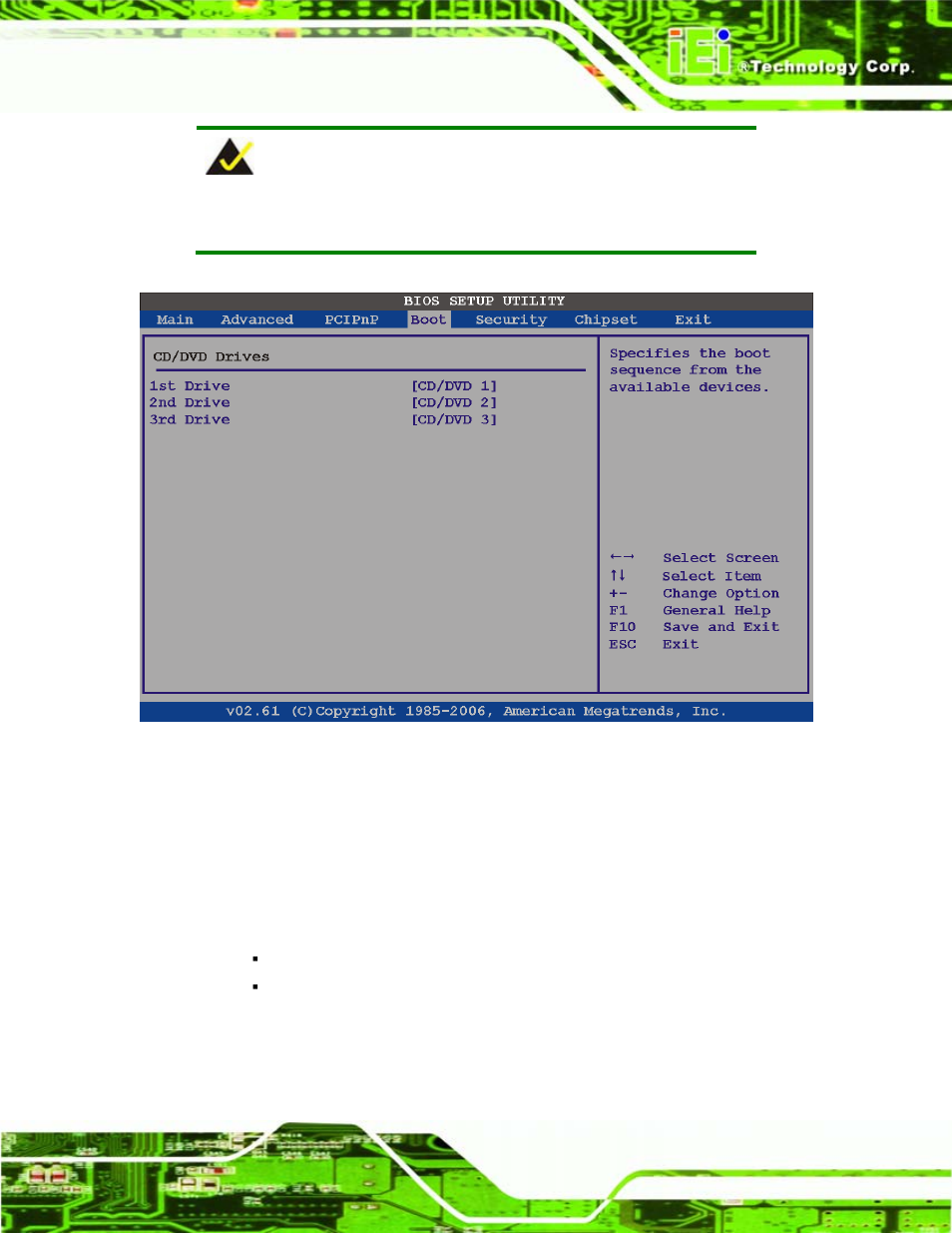 5 removable drives, Bios menu 19: cd/dvd drives | IEI Integration PCISA-945GSE v1.01 User Manual | Page 147 / 207