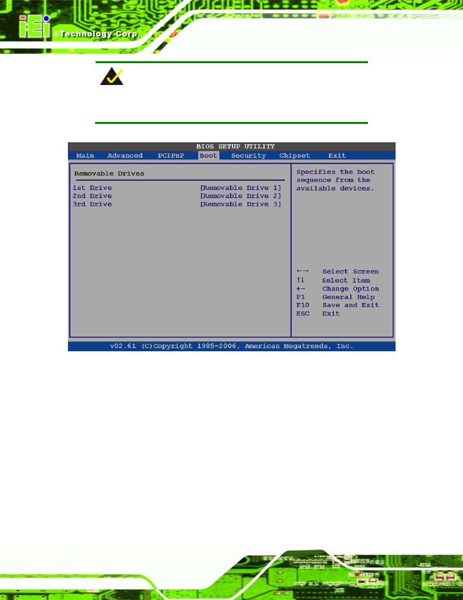 Bios menu 20: removable drives | IEI Integration PCISA-945GSE v1.01 User Manual | Page 148 / 207