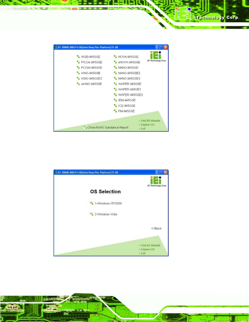 Figure 7-1: start up screen, Figure 7-2: select operating system | IEI Integration PCISA-945GSE v1.01 User Manual | Page 161 / 207