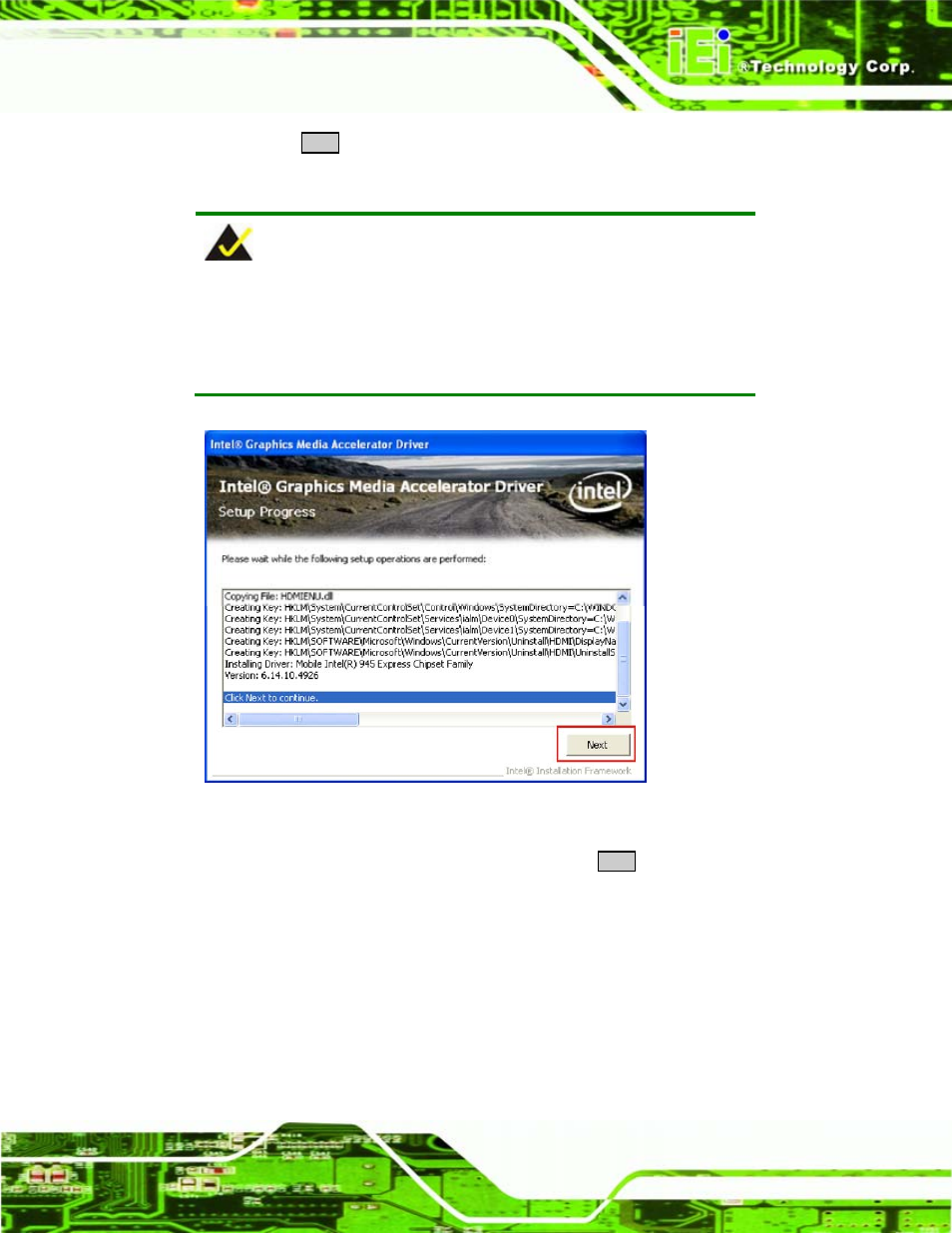 Figure 7-14: vga driver setup operations | IEI Integration PCISA-945GSE v1.01 User Manual | Page 169 / 207