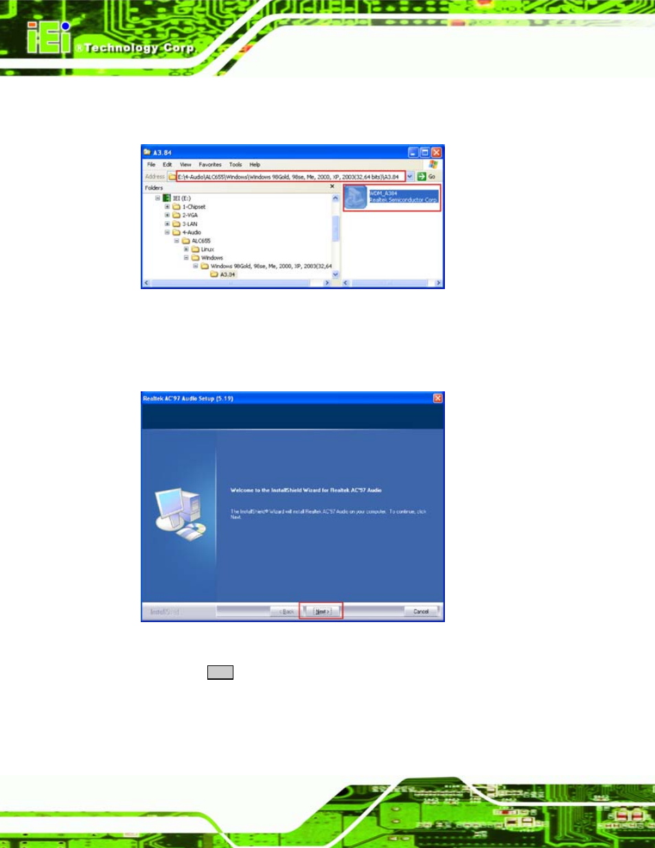 Figure 7-21: ac’97 audio driver options | IEI Integration PCISA-945GSE v1.01 User Manual | Page 174 / 207