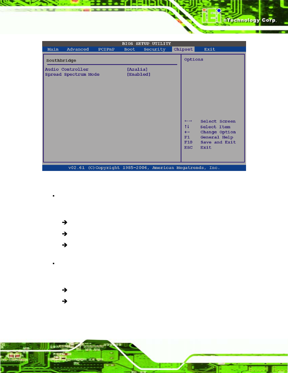 Bios menu 25: southbridge chipset configuration | IEI Integration PCISA-945GSE v1.10 User Manual | Page 139 / 190