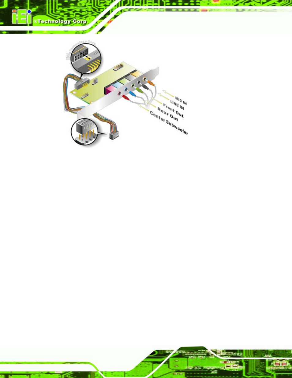 3 ata flat cable connection, Figure 4-6: 7.1 channel audio kit, Connector | Type, Label, Network po | IEI Integration PCISA-945GSE v1.10 User Manual | Page 78 / 190