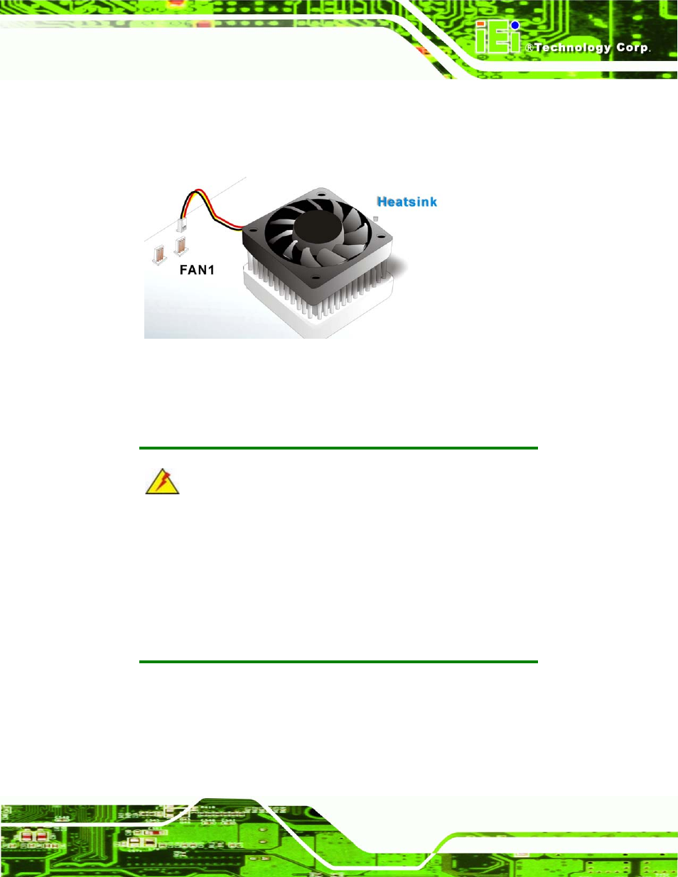 3 dimm installation, Figure 5-5: connect the cooling fan cable | IEI Integration PCISA-9652 v1.00 User Manual | Page 101 / 232