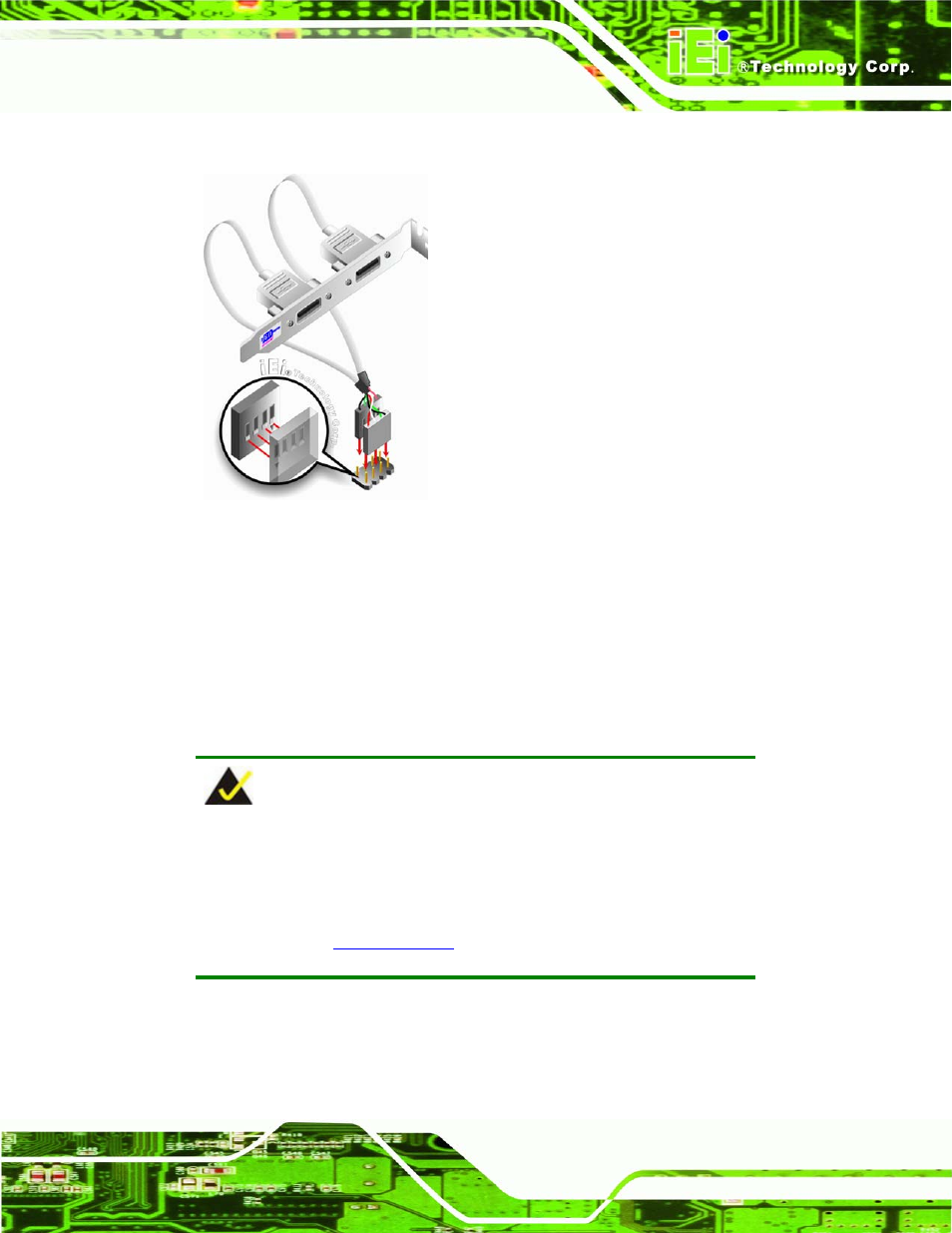 5 7.1 channel audio kit installation (optional), Figure 5-16: dual usb cable connection | IEI Integration PCISA-9652 v1.00 User Manual | Page 115 / 232