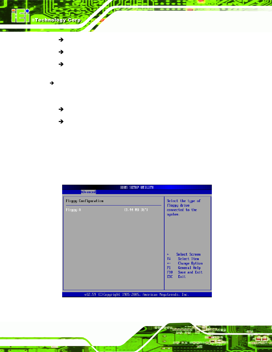 3 floppy configuration, Menu 6: ide master and ide slave configuration | IEI Integration PCISA-9652 v1.00 User Manual | Page 134 / 232