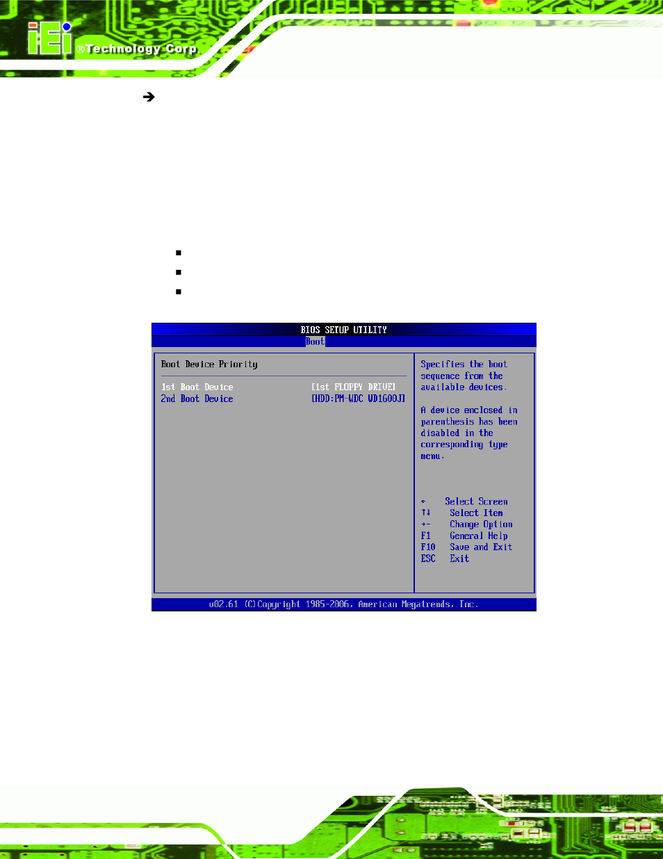 2 boot device priority, 3 removable drives, Menu 16: boot device priority settings | IEI Integration PCISA-9652 v1.00 User Manual | Page 154 / 232