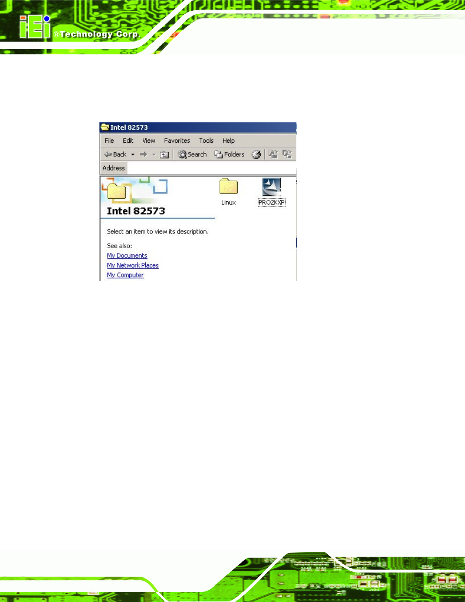 Figure 7-23: intel® 82573 driver startup icon | IEI Integration PCISA-9652 v1.00 User Manual | Page 178 / 232