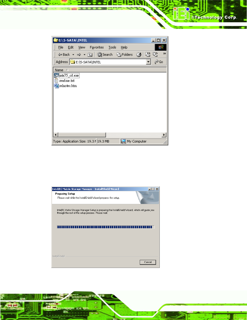 Figure 7-43: sata raid setup program icon, Figure 7-44: installshield wizard setup screen | IEI Integration PCISA-9652 v1.00 User Manual | Page 191 / 232