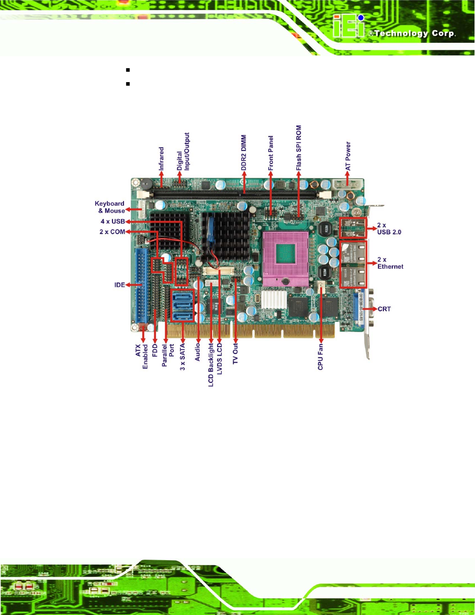 2 pcisa-9652 board overview, 2 pcisa-9652 b, Oard | Verview, Figure 1-2: pcisa-9652 board overview (front side) | IEI Integration PCISA-9652 v1.00 User Manual | Page 23 / 232