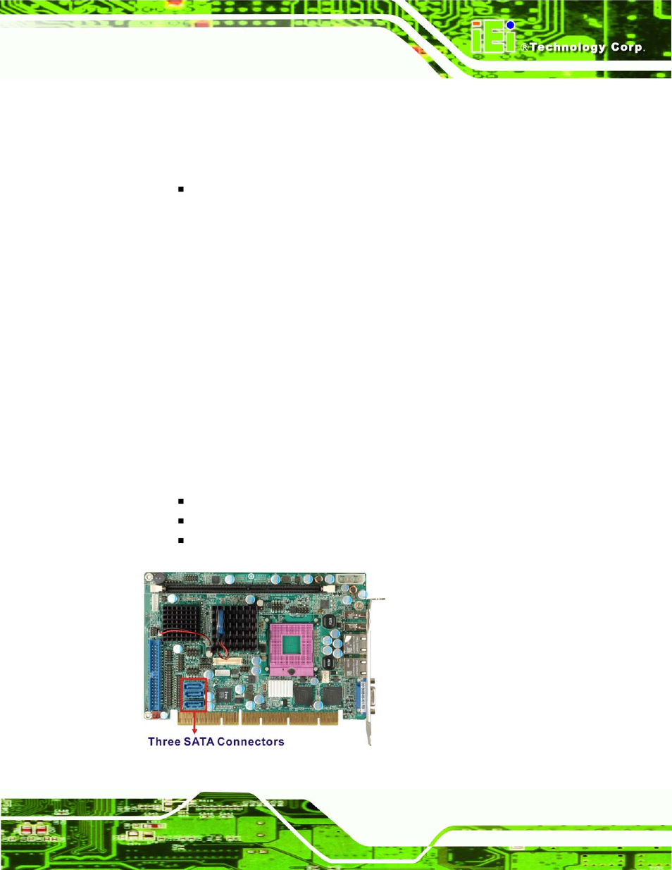 6 intel® ich8me pcie x1 bus, 7 intel® ich8me real time clock, 8 intel® ich8me sata controller | 6 intel, Ich8me pcie x1 bus, 7 intel, Ich8me real time clock, 8 intel, Ich8me sata controller, Figure 2-10: sata drive connectors | IEI Integration PCISA-9652 v1.00 User Manual | Page 43 / 232