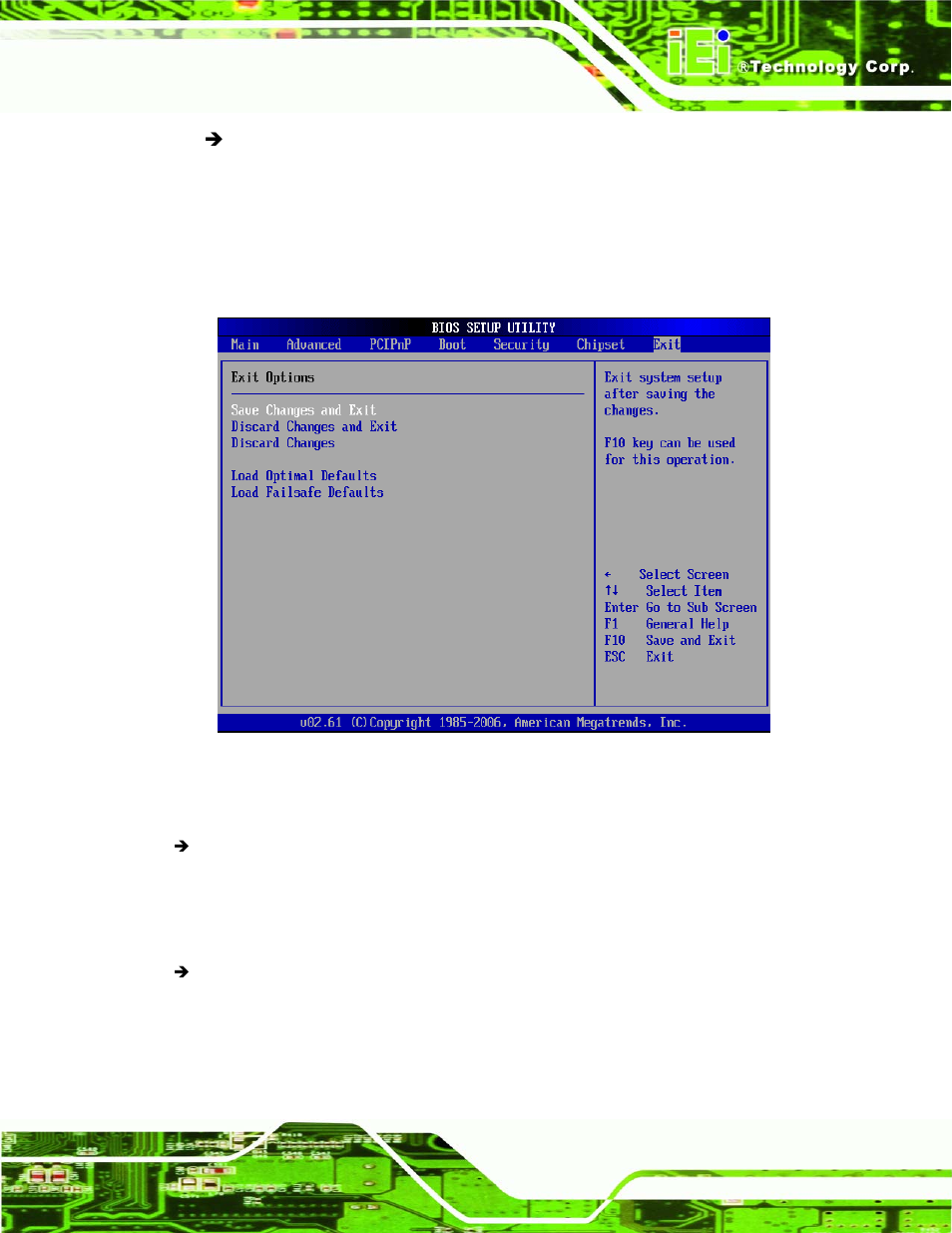 8 exit, Menu 21: exit | IEI Integration PCISA-9652 v1.01 User Manual | Page 161 / 232