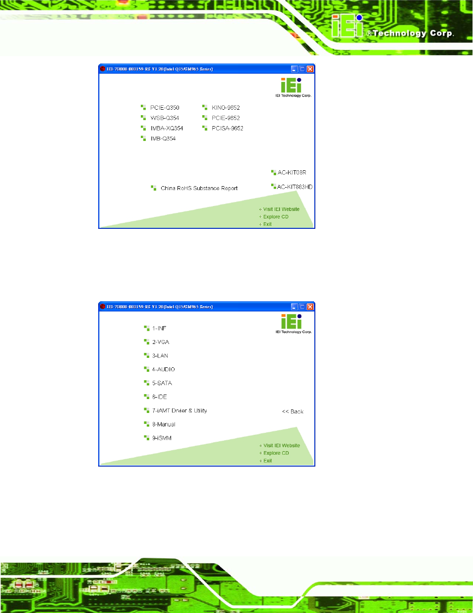 Figure 7-1: introduction screen, Figure 7-2: available drivers | IEI Integration PCISA-9652 v1.01 User Manual | Page 165 / 232