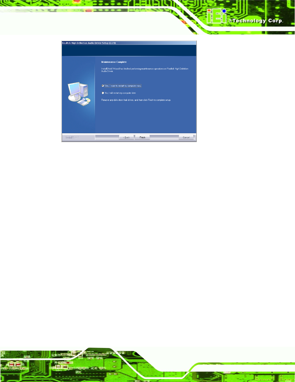 Ntel, Atrix, Torage | Anager, River, Nstallation, Figure 7-41: restart the computer, 7 intel, Matrix storage manager driver installation | IEI Integration PCISA-9652 v1.01 User Manual | Page 189 / 232