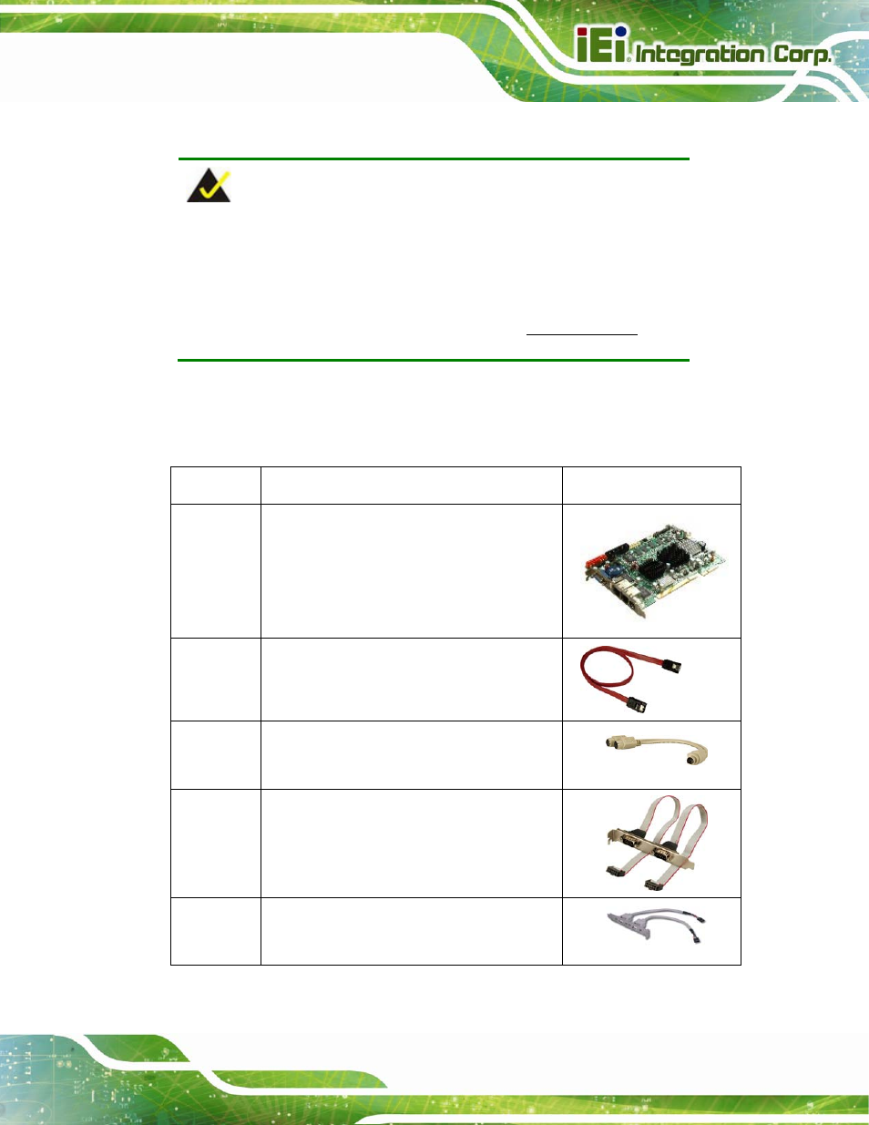 3 unpacking checklist, 1 package contents | IEI Integration PICOe-945GSE User Manual | Page 49 / 197