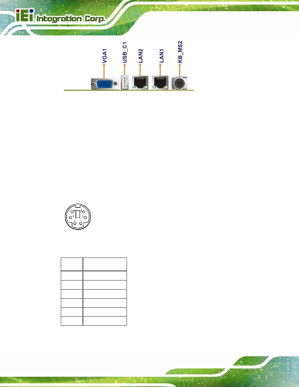 1 keyboard/mouse connector | IEI Integration PICOe-945GSE User Manual | Page 74 / 197