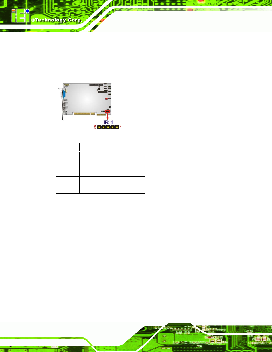 10 keyboard/mouse connector, Figure 3-11: infrared connector pinout locations, Table 3-11: infrared connector pinouts | IEI Integration PICOe-PV-D4251_N4551_D5251 v1.11 User Manual | Page 38 / 155