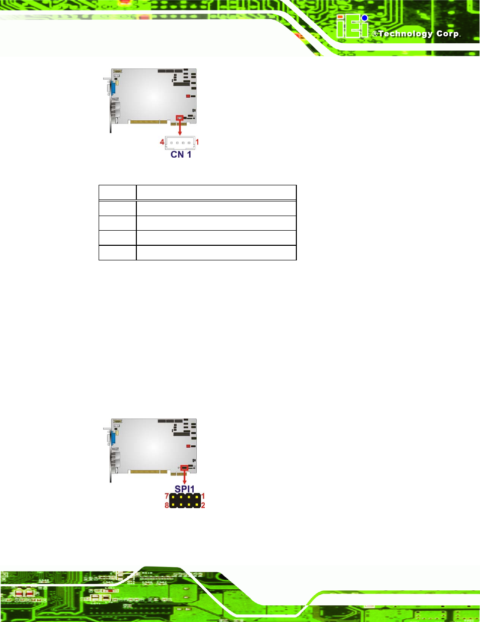 17 spi flash connector, Figure 3-18: smbus connector location, Figure 3-19: spi flash connector | Table 3-18: smbus connector pinouts | IEI Integration PICOe-PV-D4251_N4551_D5251 v1.11 User Manual | Page 45 / 155