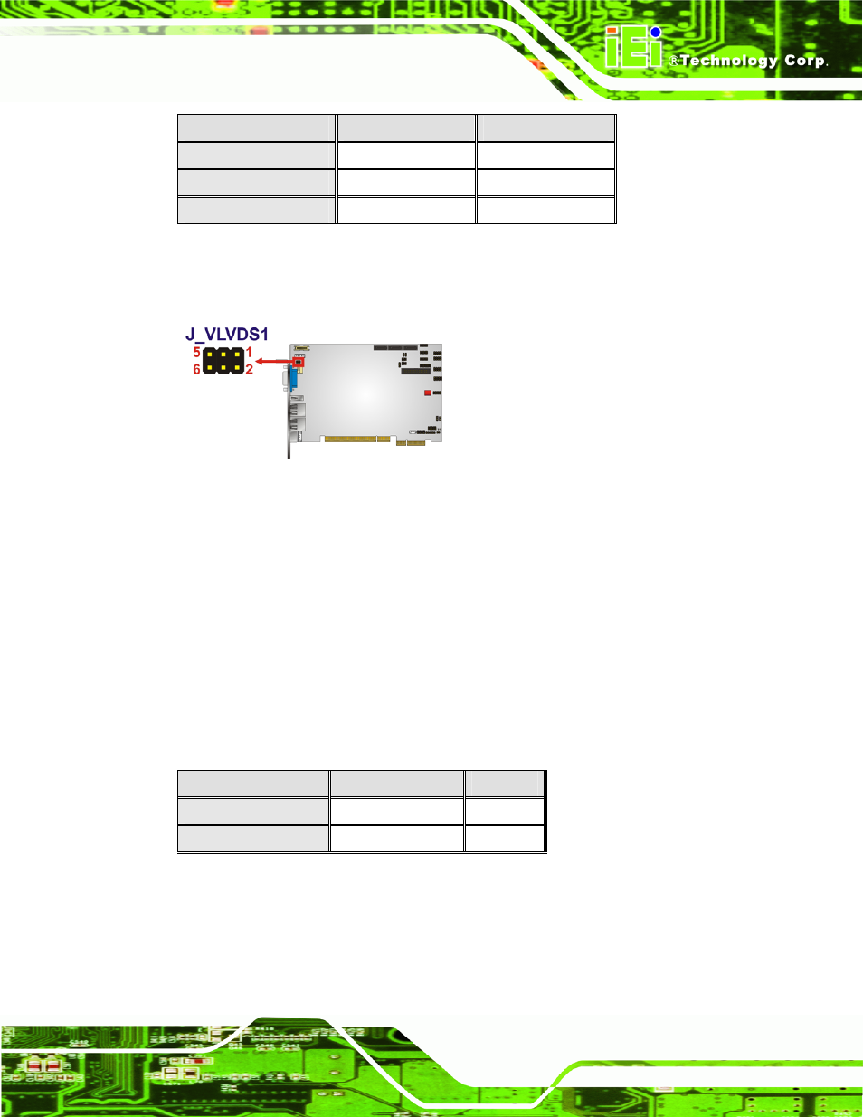 6 pcie status select jumper, Figure 4-7: lvds voltage selection jumper location, Table 4-6: lvds voltage selection jumper settings | Table 4-7: pcie status select jumper settings | IEI Integration PICOe-PV-D4251_N4551_D5251 v1.11 User Manual | Page 63 / 155