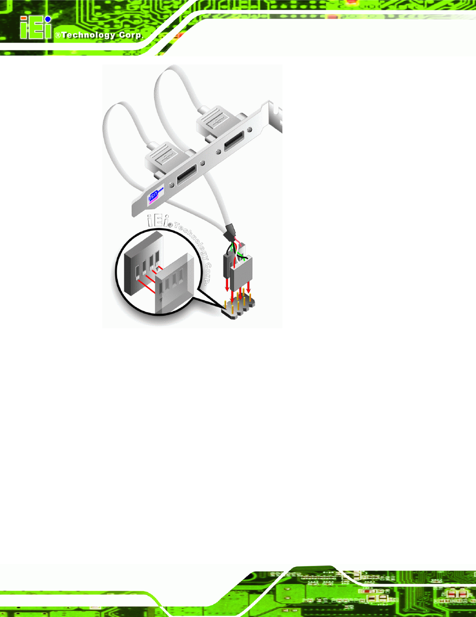 5 parallel port cable without bracket, Figure 4-14: dual usb cable connection | IEI Integration PICOe-PV-D4251_N4551_D5251 v1.11 User Manual | Page 72 / 155