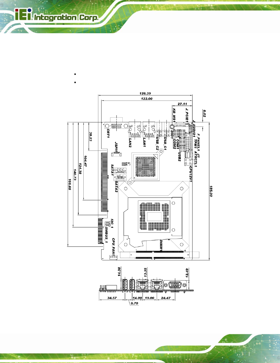 3 dimensions, Imensions, Figure 1-3: picoe-b650 dimensions (mm) | IEI Integration PICOe-B650 User Manual | Page 16 / 156