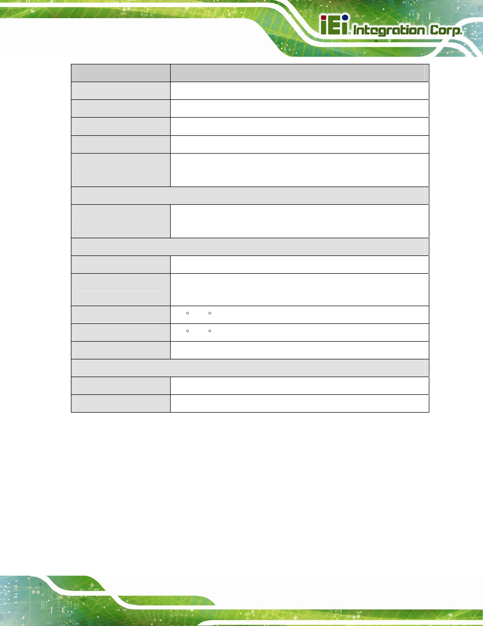 Table 1-1: technical specifications | IEI Integration PICOe-B650 User Manual | Page 19 / 156