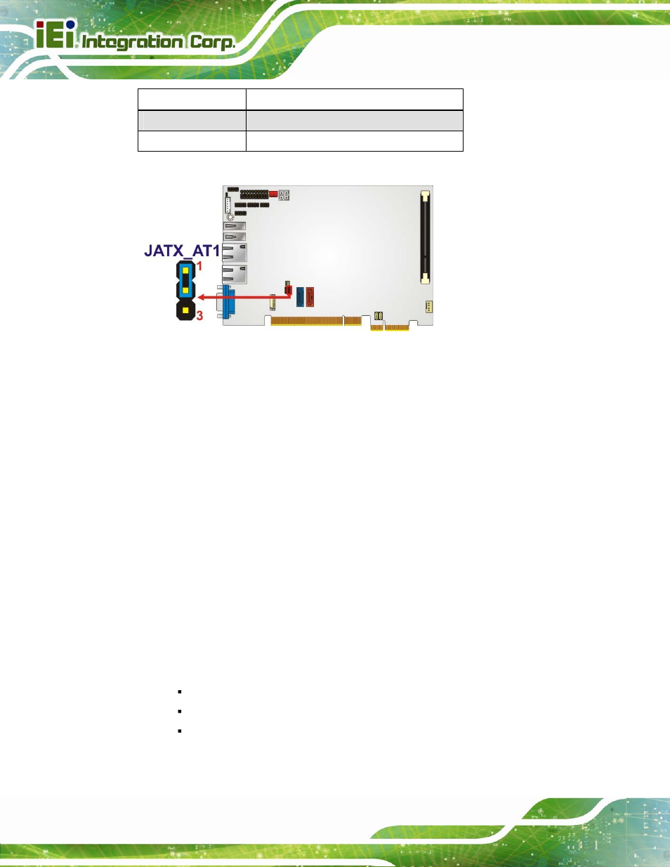 2 clear cmos jumper, Figure 4-7: at/atx power mode jumper location, Table 4-2: at/atx power mode jumper settings | IEI Integration PICOe-B650 User Manual | Page 56 / 156