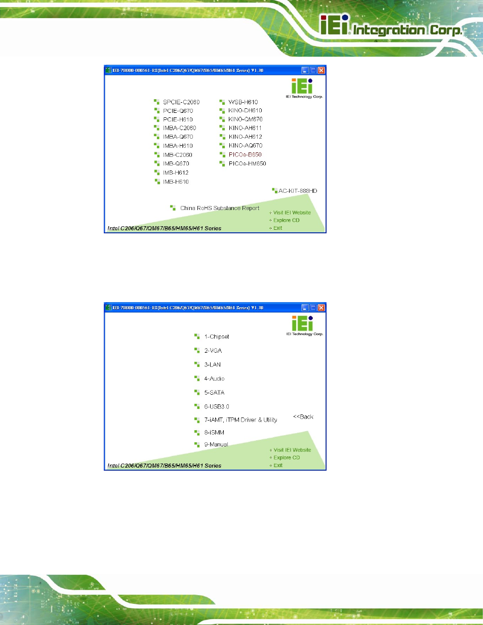 Figure 4-17: introduction screen, Figure 4-18: available drivers | IEI Integration PICOe-B650 User Manual | Page 67 / 156